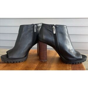 Women Vince Camuto Kyrie Peep Toe Platform Shooties, Sizes 7 M Black VC-KYRIE